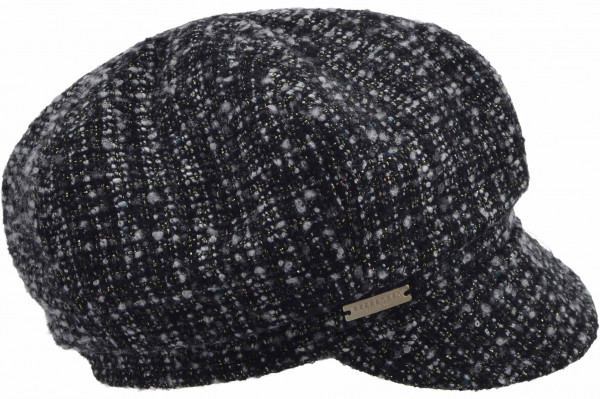 Tweedstoff Ballonmütze 19778-0Tweedstoff Ballonmütze 19778-0 schwarz/rauchgrau L aaa