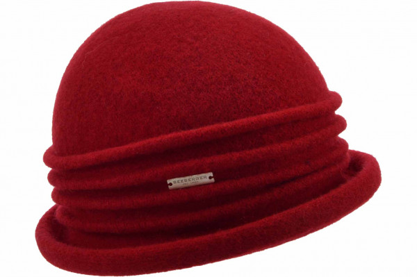 boiled wool cloche with fold detail 19835-0boiled wool cloche with fold detail 19835-0 flame red Orig aaa