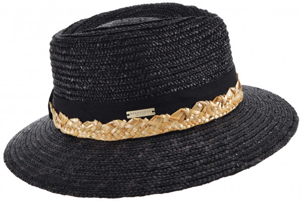 Strohborte Fedora mit besonderer Bortenumlage 55388-0Strohborte Fedora mit besonderer Bortenumlage 55388-0 aaa