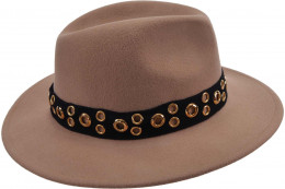 Wollfilz Fedora mit Ösen Band 19873-0