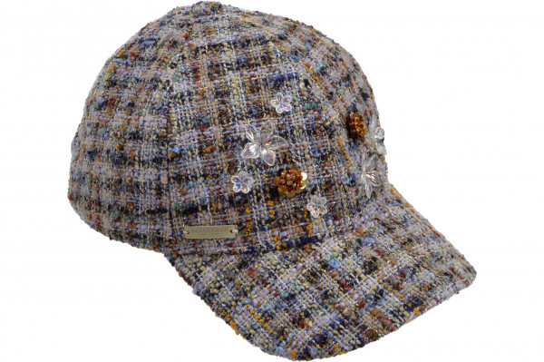 tweed fabric baseball cap with embellishment 20246-1tweed fabric baseball cap with embellishment 20246-1 aaa