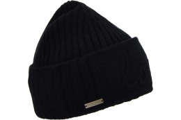 Strickmütze mit Aufschlag und Schriftzug 19626-0