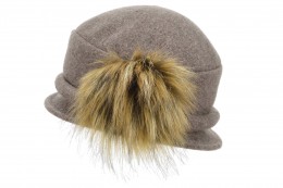 boiled wool cloche 37707-287 with fake fur pompom