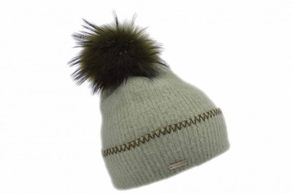 Strickmütze mit Aufschlag und Handgesticktem Detail mit Echtfell-Pompom 19708-0Strickmütze mit Aufschlag und Handgesticktem Detail mit Echtfell-Pompom 19708-0 aaa