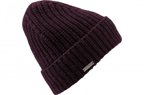 Cashmere Aufschlagmütze grob gestrickt 19012-0Cashmere Aufschlagmütze grob gestrickt 19012-0 aubergine Orig aaa