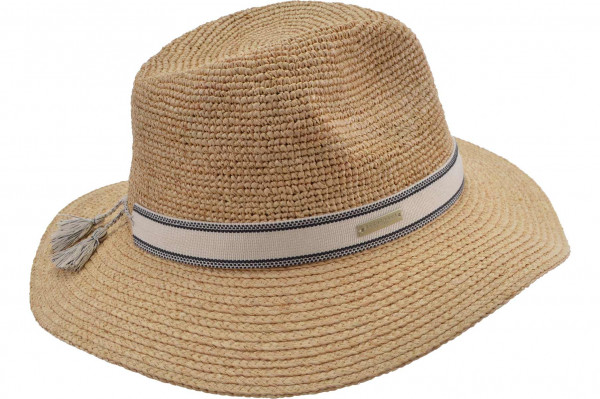 Raffiastroh Fedora mit besonderer Umlage 55694-0Raffiastroh Fedora mit besonderer Umlage 55694-0 natur/schwarz Orig aaa