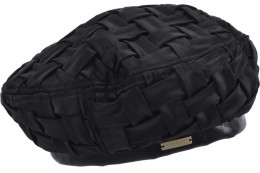 Satin Baskenmütze mit Kunstlederbund 19896-0