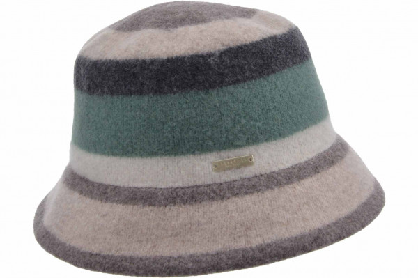 boiled wool bucket hat with stripes 19852-0boiled wool bucket hat with stripes 19852-0 nutria/pine green Orig aaa