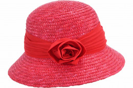 Strohborte Glocke mit Stoffblume 54967-0