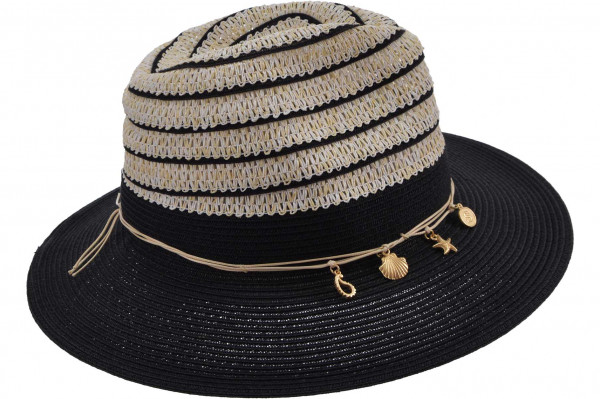 Bortenmix Fedora mit goldenem Schmuckanhänger 55790-1Bortenmix Fedora mit goldenem Schmuckanhänger 55790-1 aaa