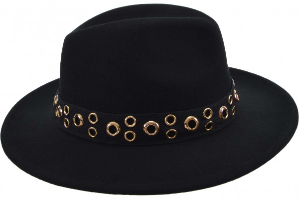Wollfilz Fedora mit Ösen Band 19873-0Wollfilz Fedora mit Ösen Band 19873-0 aaa