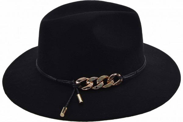 Wollfilz Fedora mit Kettenband 19871-0Wollfilz Fedora mit Kettenband 19871-0 aaa