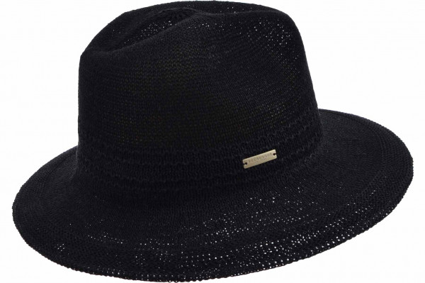 Baumwoll-Papiermix Fedora mit Muster 55510-0Baumwoll-Papiermix Fedora mit Muster 55510-0 schwarz Orig aaa