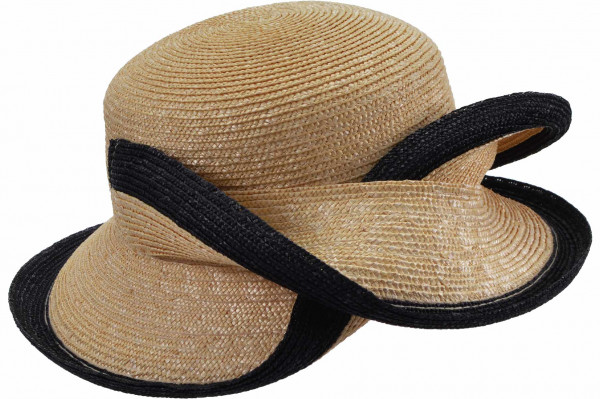 wheat braid cloche with contrast stitching 55711-0wheat braid cloche with contrast stitching 55711-0 aaa