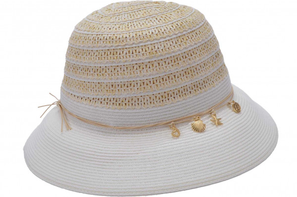 Bortenmix Glocke mit goldenem Schmuckanhänger 55791-1Bortenmix Glocke mit goldenem Schmuckanhänger 55791-1 weiss/leinen Orig aaa