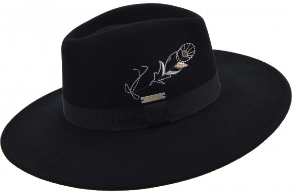 Wollfilz Fedora mit Stickerei 19876-0Wollfilz Fedora mit Stickerei 19876-0 aaa