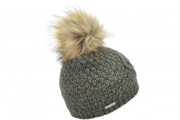 Strickmütze mit Kunstfellpompon und Zopfmuster 19173-1