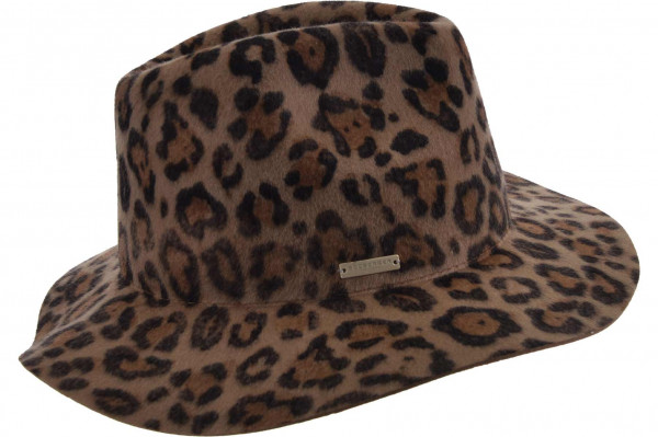 Wollfilz Fedora mit Leo Muster 19825-0Wollfilz Fedora mit Leo Muster 19825-0 camel/teak Orig aaa