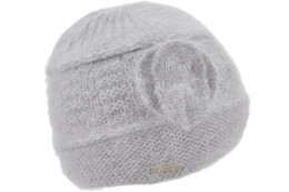 Angora Mütze mit Blume 19284-0