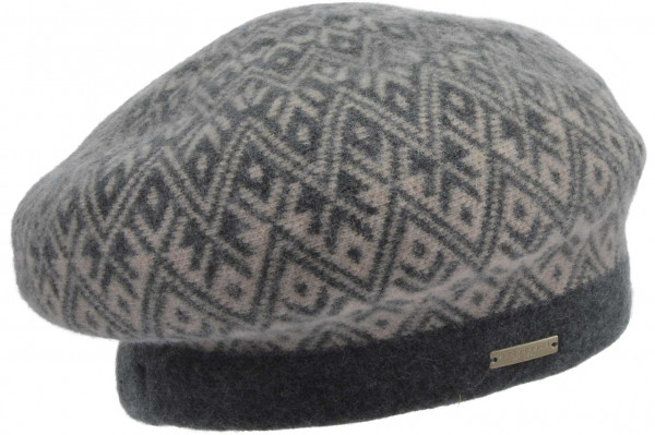 boiled wool beret with grafical pattern 19858-0boiled wool beret with grafical pattern 19858-0 aaa