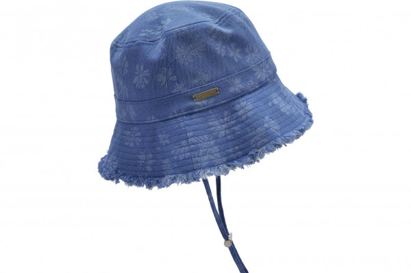 Jeansstoff Fischerhut mit Blumenmuster und Fransenkante 55757-1Jeansstoff Fischerhut mit Blumenmuster und Fransenkante 55757-1 aaa