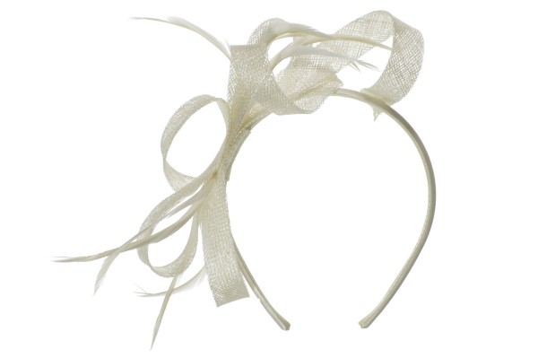 sinamay Fascinator with feathers 54303-0sinamay Fascinator with feathers 54303-0 ivory Orig aaa