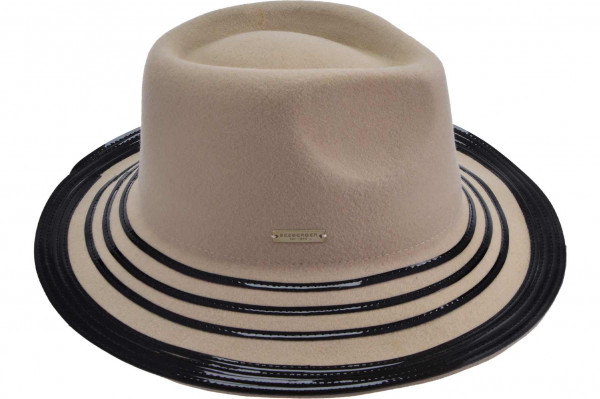 Wollfilz Fedora mit Lederdetai 19499-0Wollfilz Fedora mit Lederdetai 19499-0 aaa