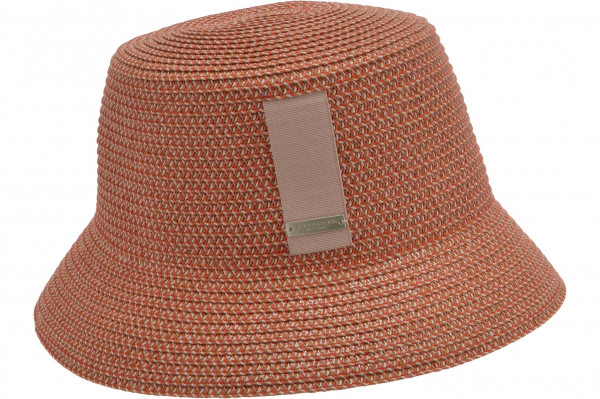 paper mix braid bucket hat with grossgrain ribbon trimming 55513-0paper mix braid bucket hat with grossgrain ribbon trimming 55513-0 nutmeg brown/orange Orig aaa