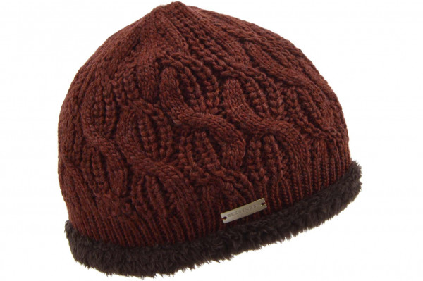 Strickmütze mit Kunstfell Futter und Zopfmuster 19617-3Strickmütze mit Kunstfell Futter und Zopfmuster 19617-3 rost Orig aaa
